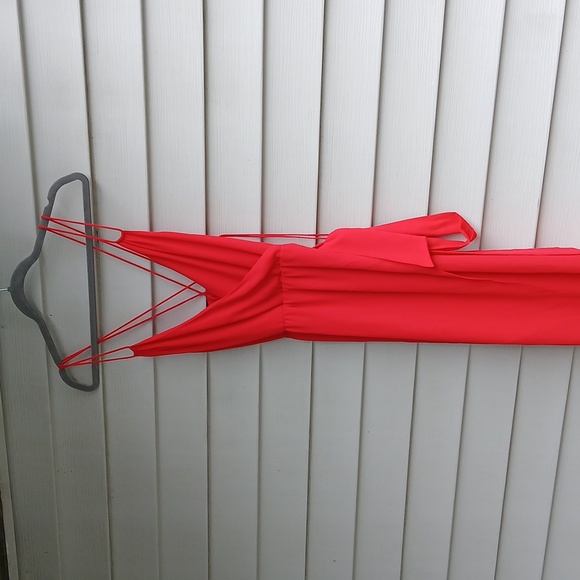 Alice + Olivia Susana Strappy Faux Wrap High Low Red Dress with Belt - Picture 7 of 8